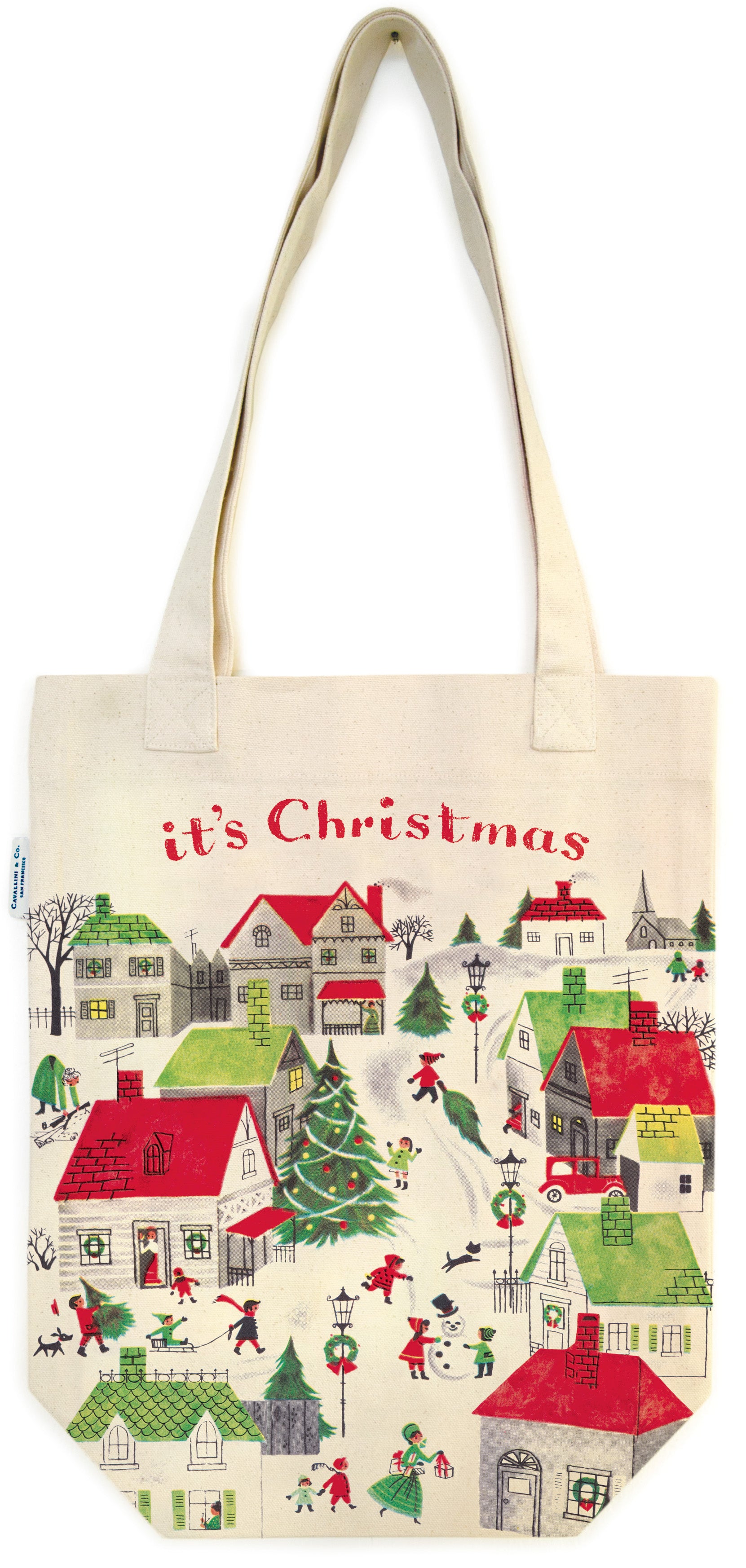 Cavallini & Co. Christmas Village Holiday Cotton Tote Bag — Two Hands Paperie